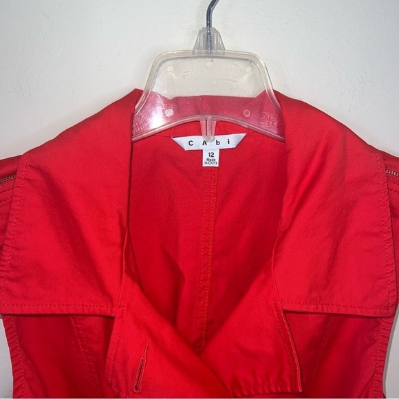 Cabi Poppy Red Runway High Low Button Front Sleeveless Trench Jacket Size 12 - Picture 8 of 10